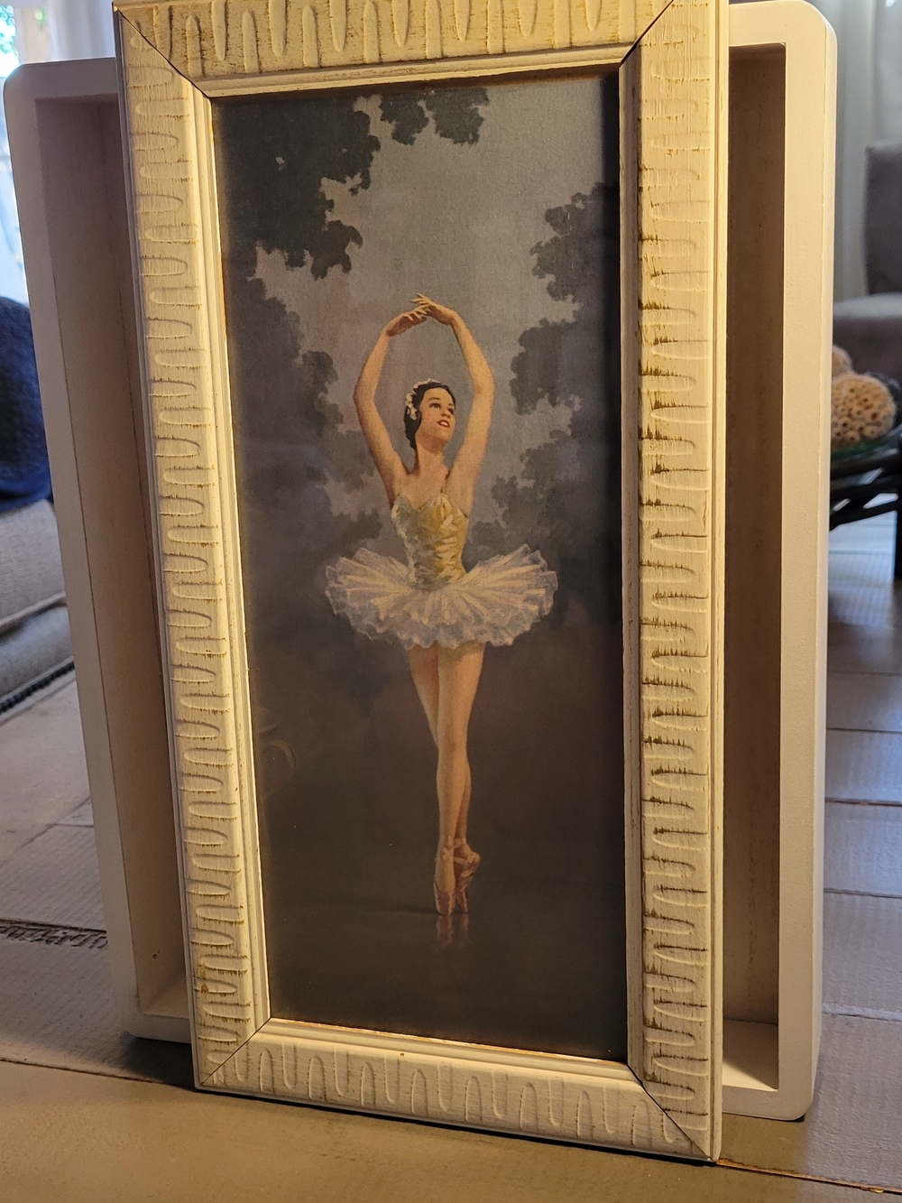 Classic Ballerina Framed Wall Art in Cream and White
